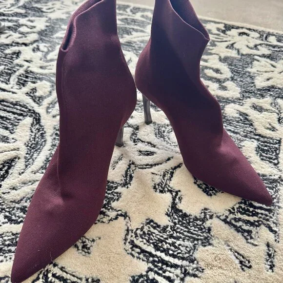 MM LaFleur Lana Stretch Boots Dark Red Burgundy Size 38, 7.5 or 8 Brand New Mint - Picture 2 of 6